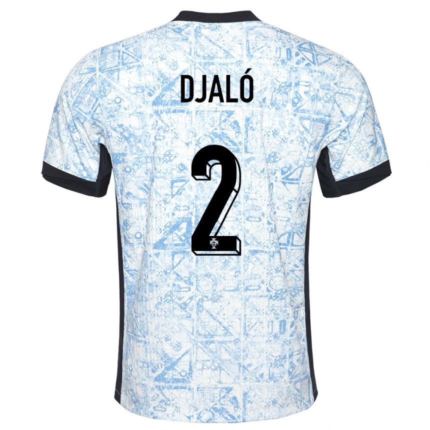 Niño Fútbol Camiseta Portugal Tiago Djalo #2 Crema Azul 2ª Equipación 24-26 Argentina