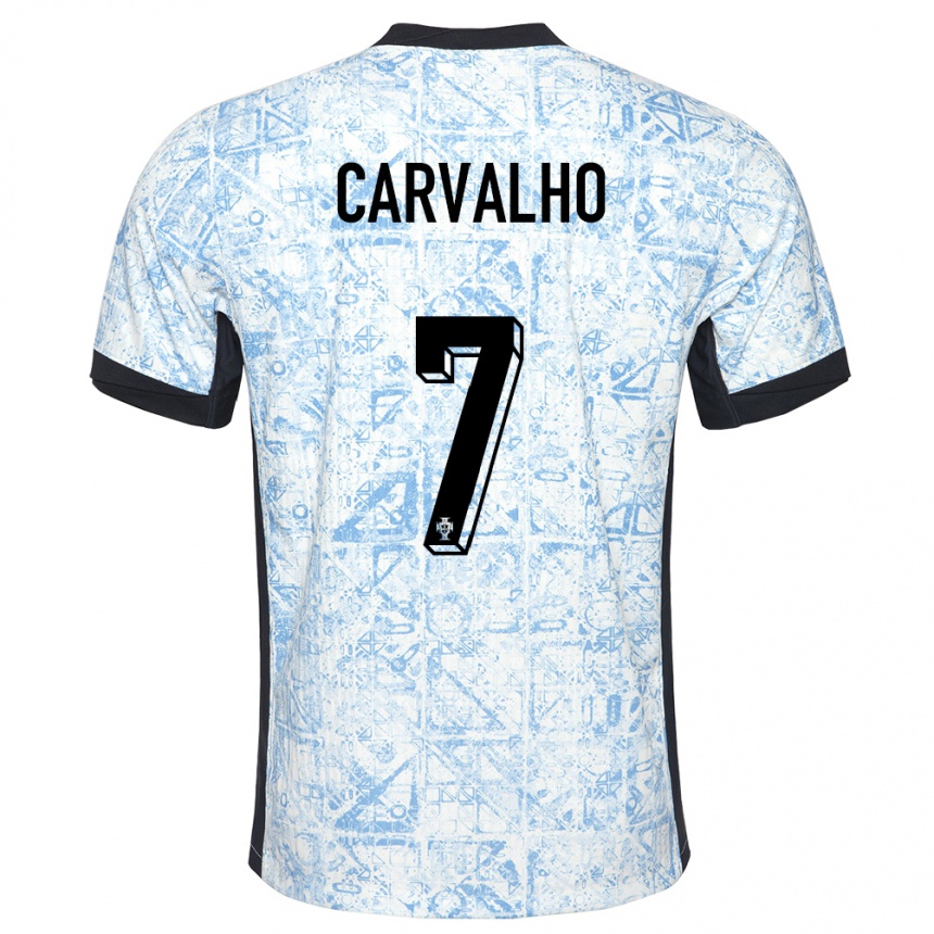 Niño Fútbol Camiseta Portugal Fabio Carvalho #7 Crema Azul 2ª Equipación 24-26 Argentina