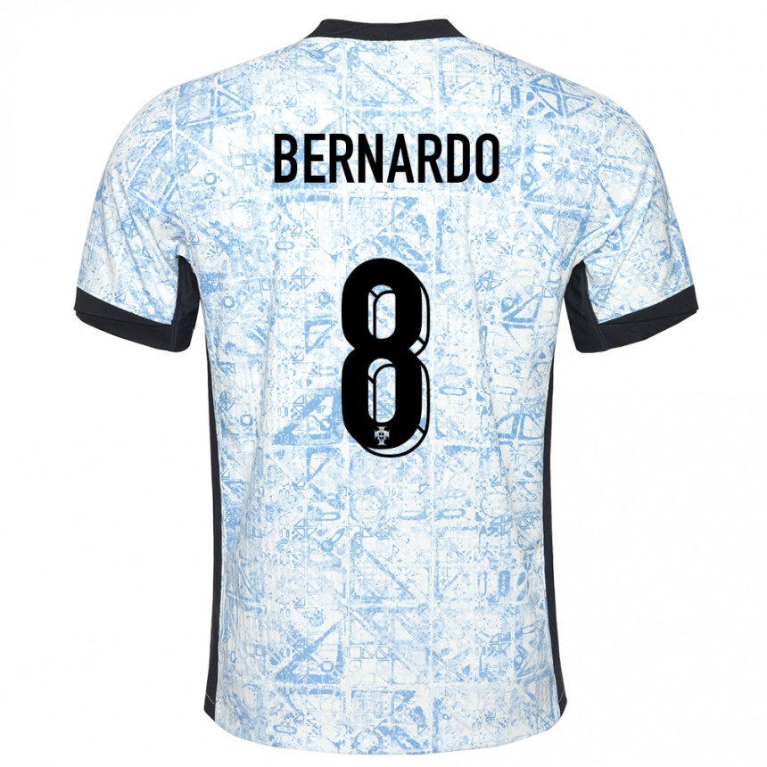 Niño Fútbol Camiseta Portugal Paulo Bernardo #8 Crema Azul 2ª Equipación 24-26 Argentina