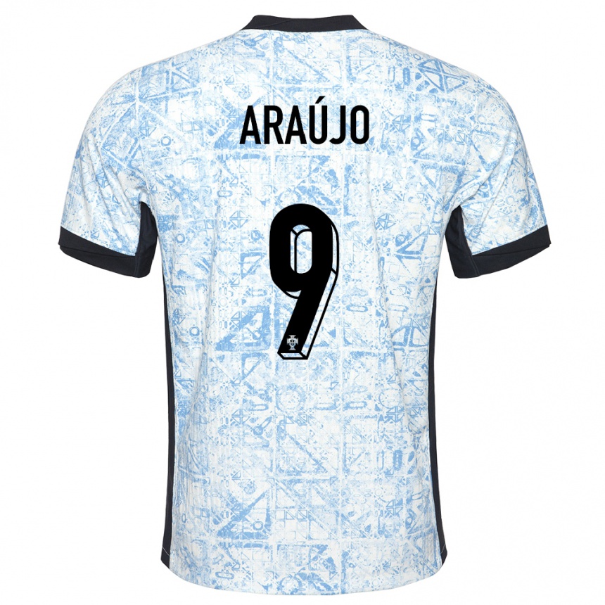 Niño Fútbol Camiseta Portugal Henrique Araujo #9 Crema Azul 2ª Equipación 24-26 Argentina