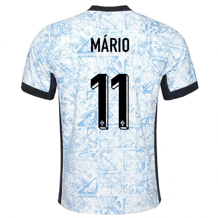 Niño Fútbol Camiseta Portugal Joao Mario #11 Crema Azul 2ª Equipación 24-26 Argentina