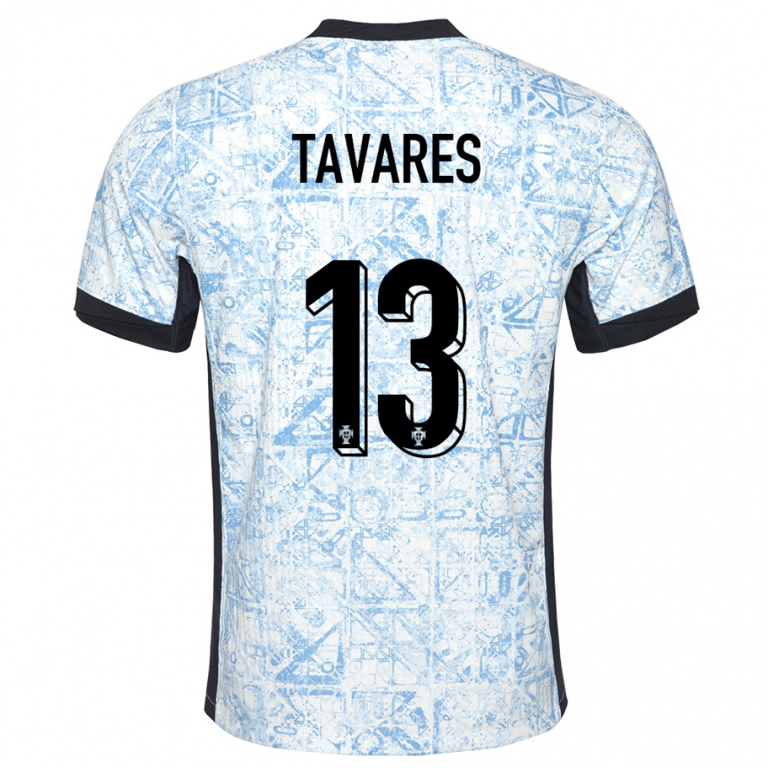 Niño Fútbol Camiseta Portugal Nuno Tavares #13 Crema Azul 2ª Equipación 24-26 Argentina