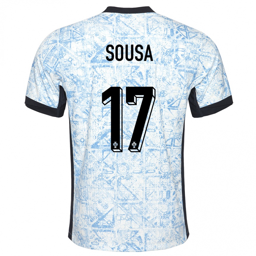 Niño Fútbol Camiseta Portugal Vasco Sousa #17 Crema Azul 2ª Equipación 24-26 Argentina