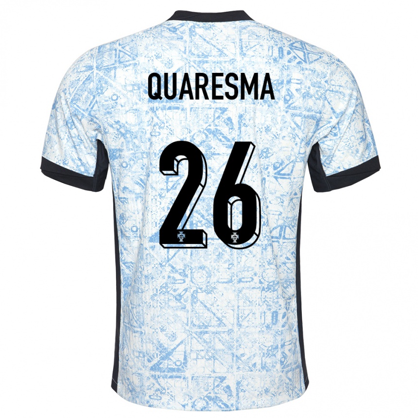 Niño Fútbol Camiseta Portugal Eduardo Quaresma #26 Crema Azul 2ª Equipación 24-26 Argentina