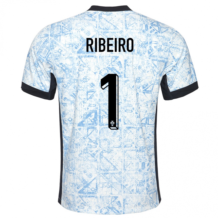 Niño Fútbol Camiseta Portugal Goncalo Ribeiro #1 Crema Azul 2ª Equipación 24-26 Argentina