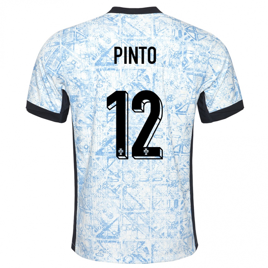 Niño Fútbol Camiseta Portugal Diogo Pinto #12 Crema Azul 2ª Equipación 24-26 Argentina