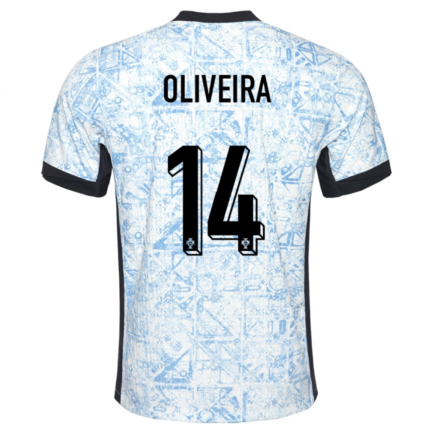 Niño Fútbol Camiseta Portugal Hugo Oliveira #14 Crema Azul 2ª Equipación 24-26 Argentina