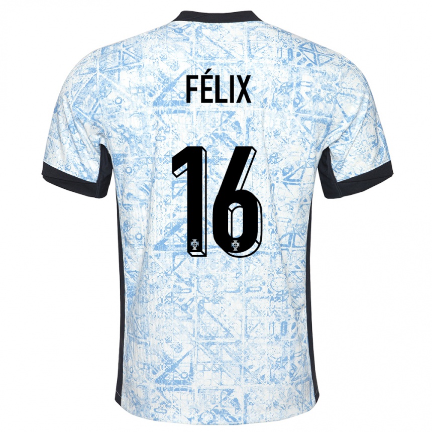 Niño Fútbol Camiseta Portugal Hugo Felix #16 Crema Azul 2ª Equipación 24-26 Argentina