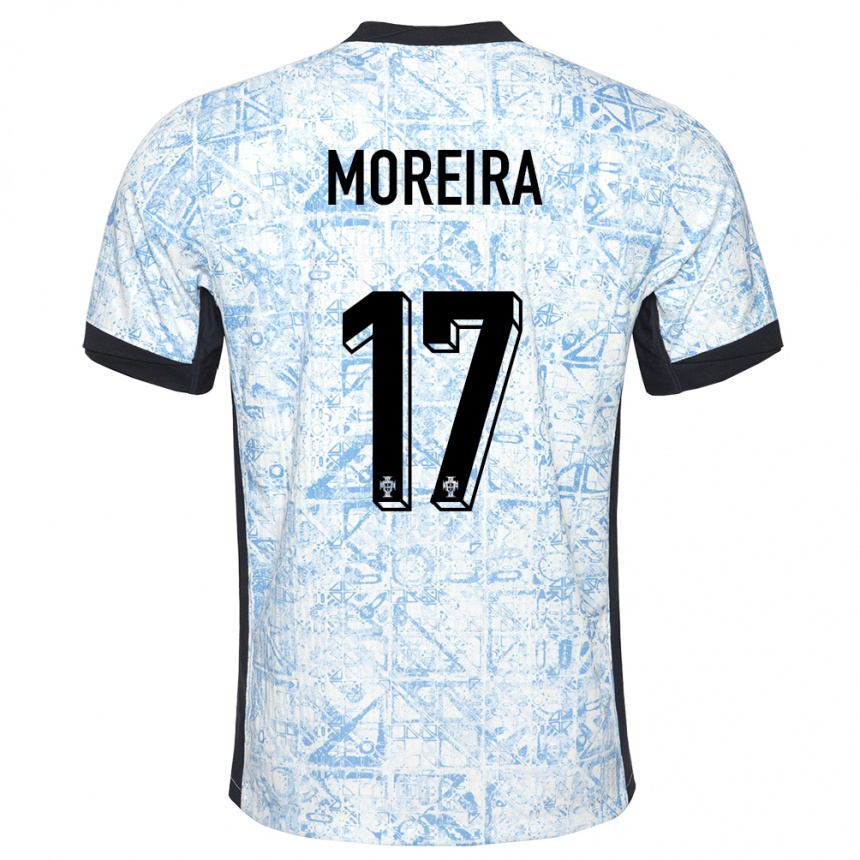 Niño Fútbol Camiseta Portugal Afonso Moreira #17 Crema Azul 2ª Equipación 24-26 Argentina