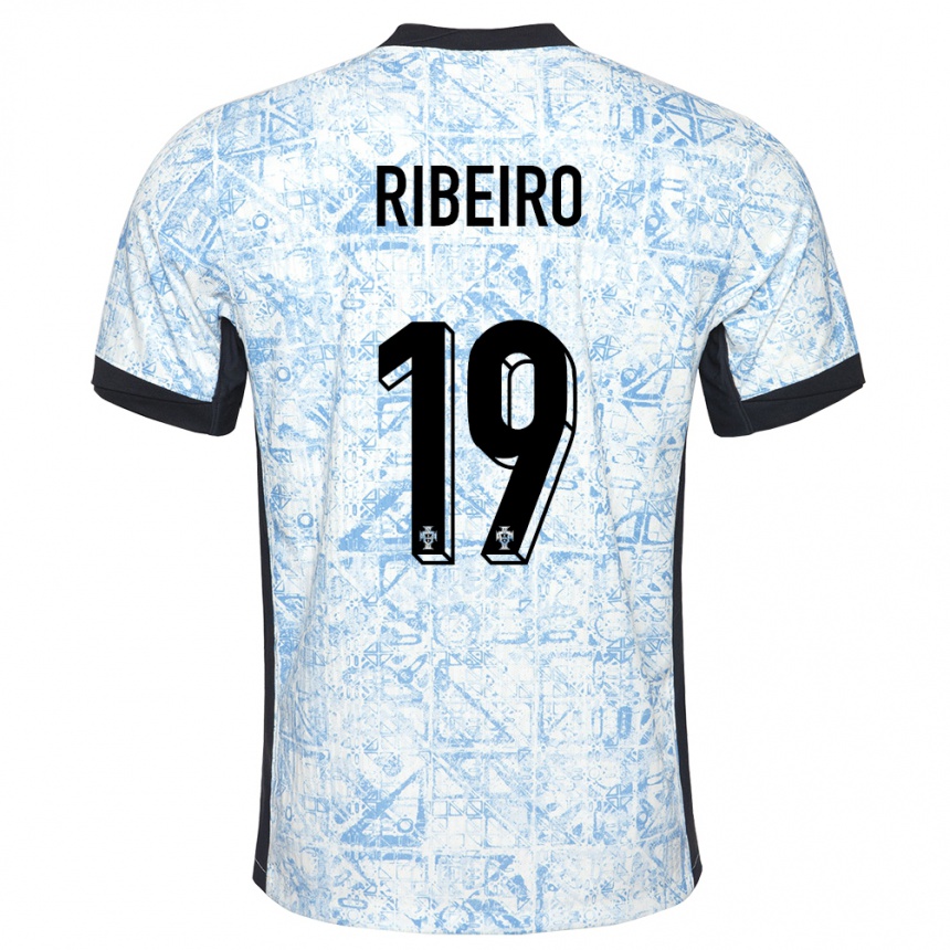 Niño Fútbol Camiseta Portugal Rodrigo Ribeiro #19 Crema Azul 2ª Equipación 24-26 Argentina