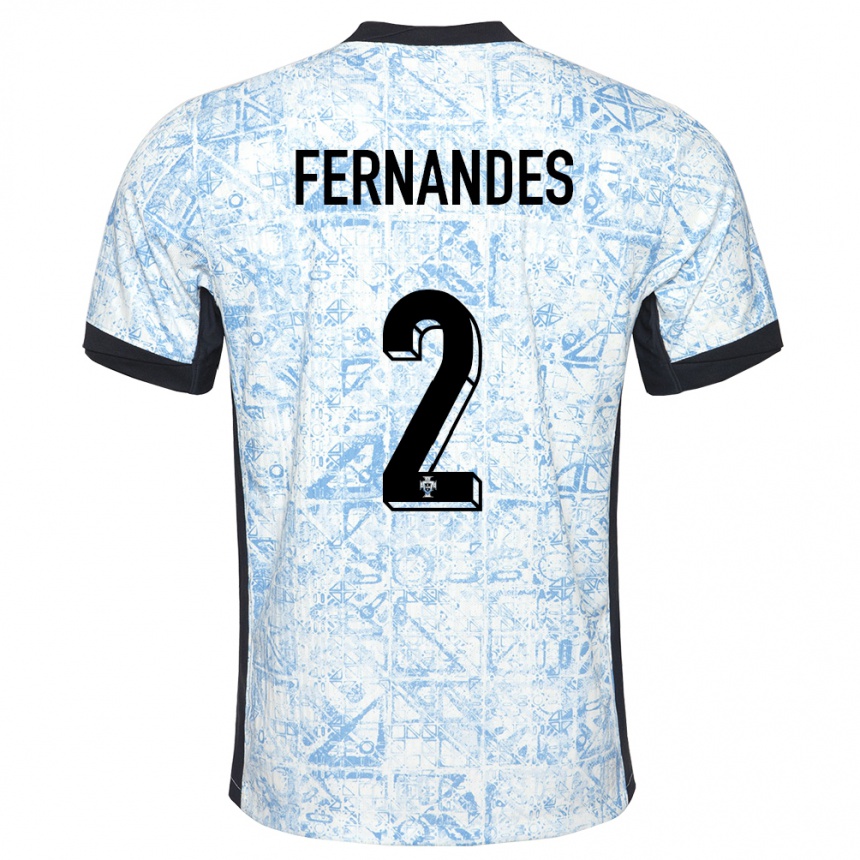 Niño Fútbol Camiseta Portugal Martim Fernandes #2 Crema Azul 2ª Equipación 24-26 Argentina