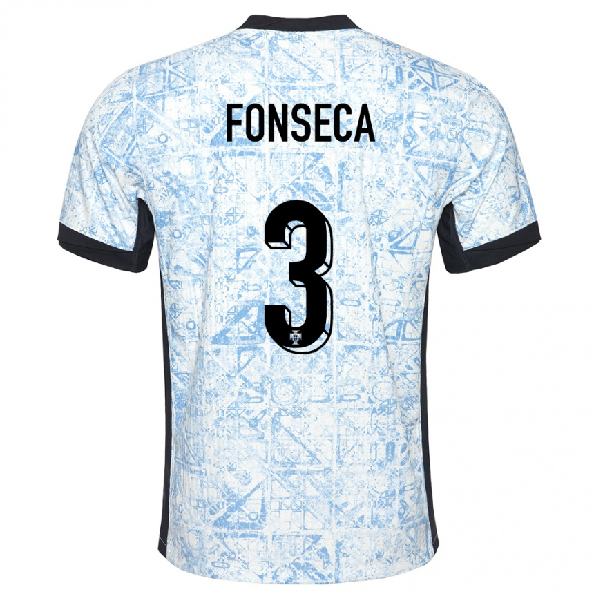 Niño Fútbol Camiseta Portugal Joao Fonseca #3 Crema Azul 2ª Equipación 24-26 Argentina