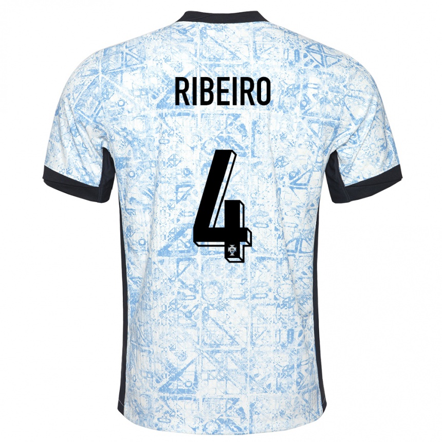 Niño Fútbol Camiseta Portugal Ricardo Ribeiro #4 Crema Azul 2ª Equipación 24-26 Argentina