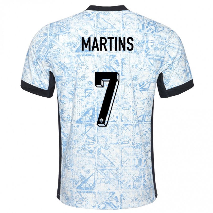 Niño Fútbol Camiseta Portugal Gil Martins #7 Crema Azul 2ª Equipación 24-26 Argentina