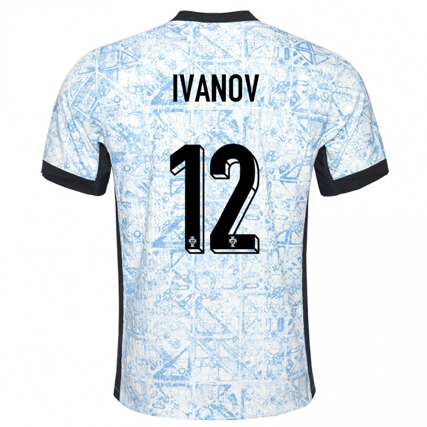 Niño Fútbol Camiseta Portugal David Ivanov #12 Crema Azul 2ª Equipación 24-26 Argentina