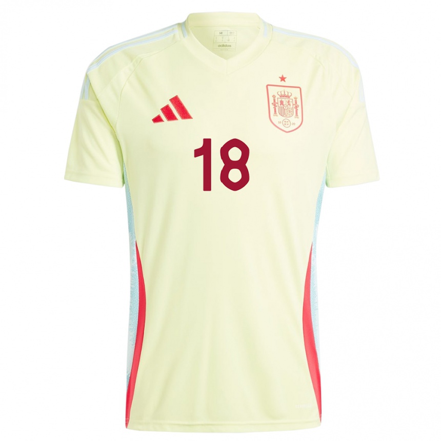 Niño Fútbol Camiseta España Jordi Alba #18 Amarillo 2ª Equipación 24-26 Argentina