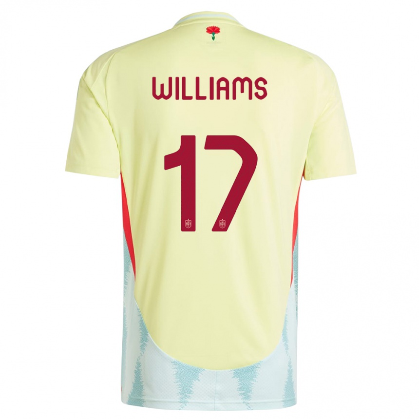 Niño Fútbol Camiseta España Nico Williams #17 Amarillo 2ª Equipación 24-26 Argentina