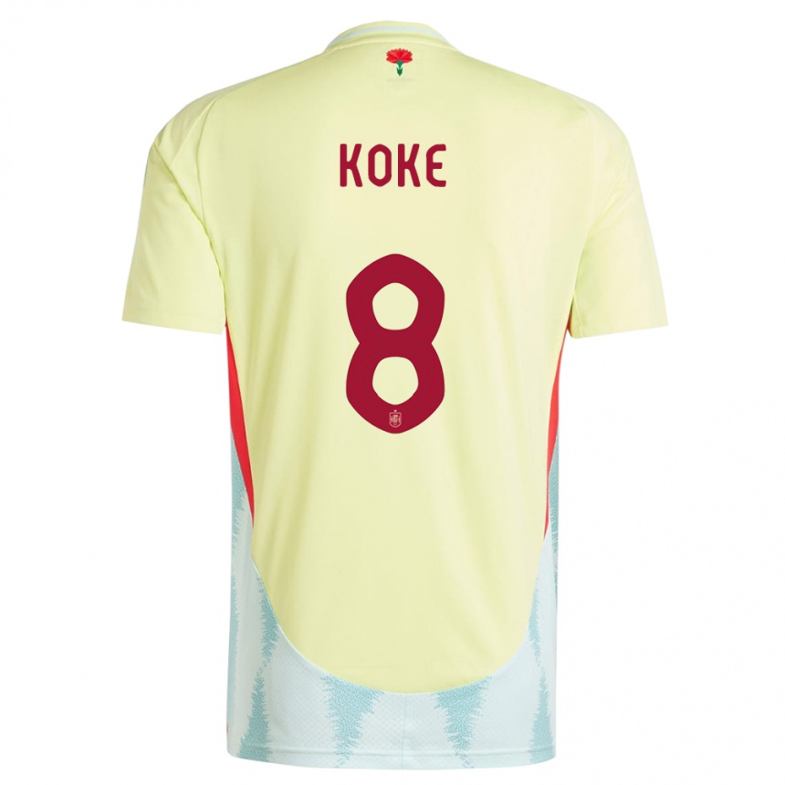 Niño Fútbol Camiseta España Koke #8 Amarillo 2ª Equipación 24-26 Argentina