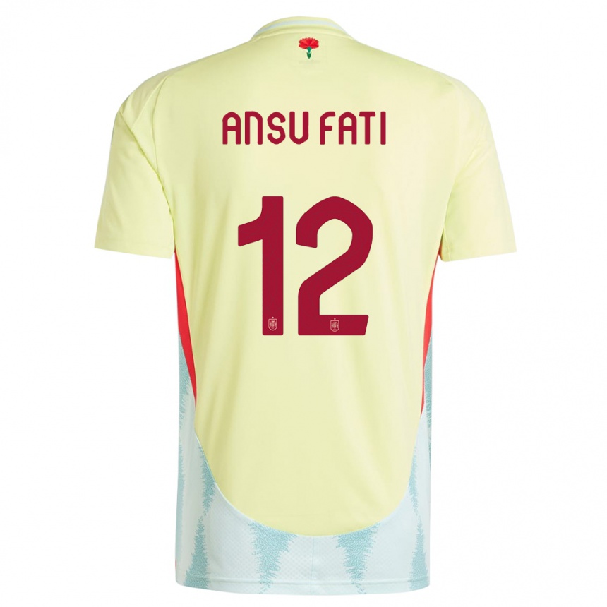 Niño Fútbol Camiseta España Ansu Fati #12 Amarillo 2ª Equipación 24-26 Argentina