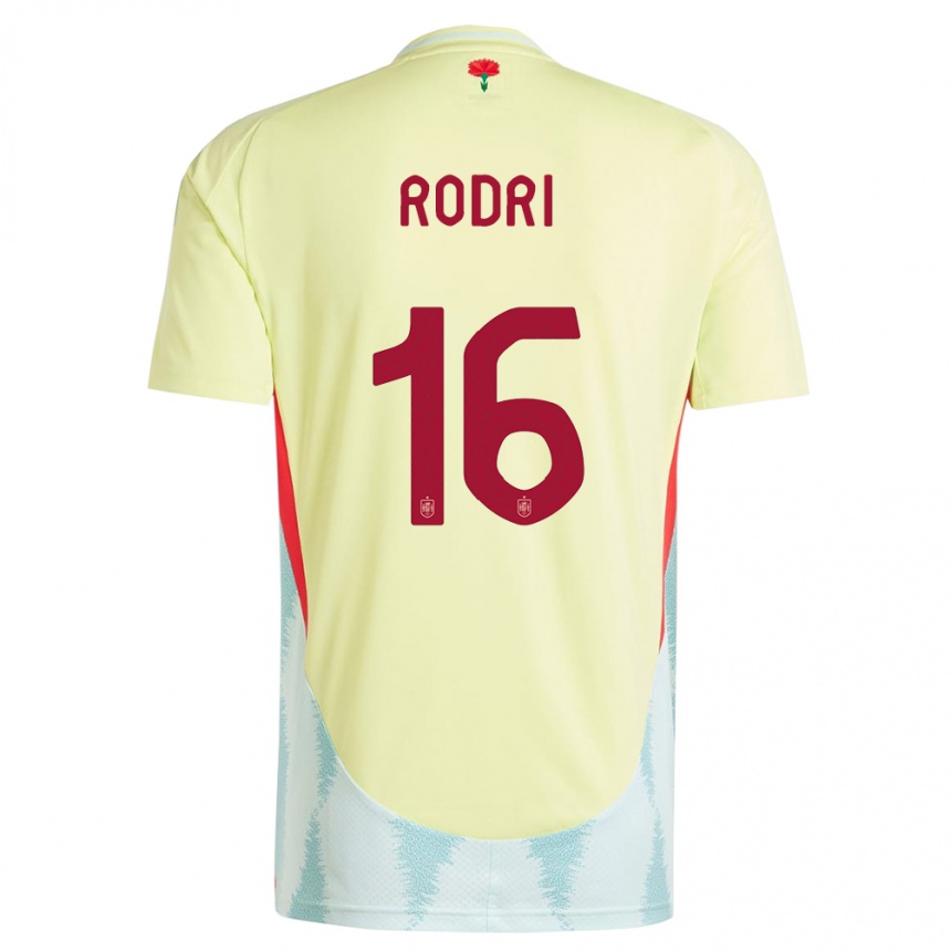 Niño Fútbol Camiseta España Rodri #16 Amarillo 2ª Equipación 24-26 Argentina