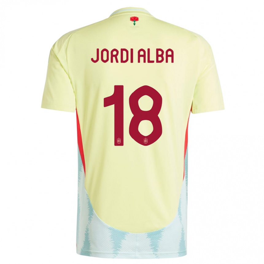 Niño Fútbol Camiseta España Jordi Alba #18 Amarillo 2ª Equipación 24-26 Argentina