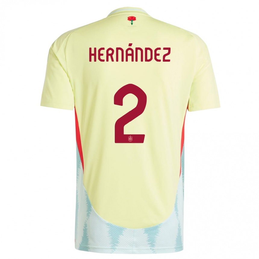 Niño Fútbol Camiseta España Oihane Hernandez #2 Amarillo 2ª Equipación 24-26 Argentina