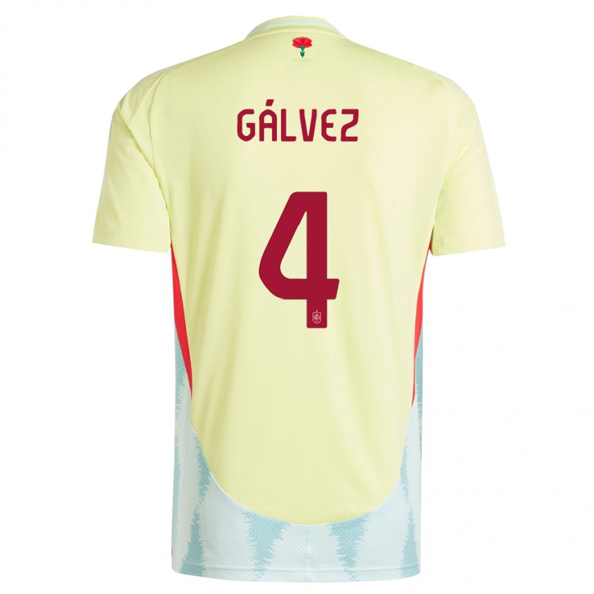 Niño Fútbol Camiseta España Rocio Galvez #4 Amarillo 2ª Equipación 24-26 Argentina