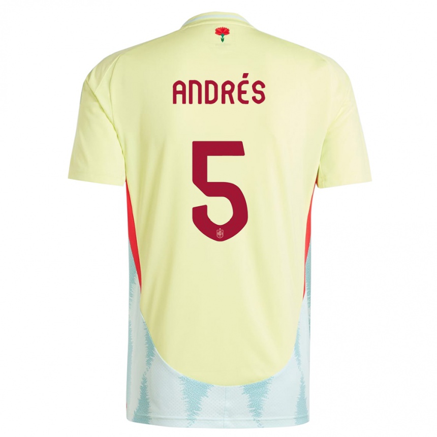 Niño Fútbol Camiseta España Ivana Andres #5 Amarillo 2ª Equipación 24-26 Argentina