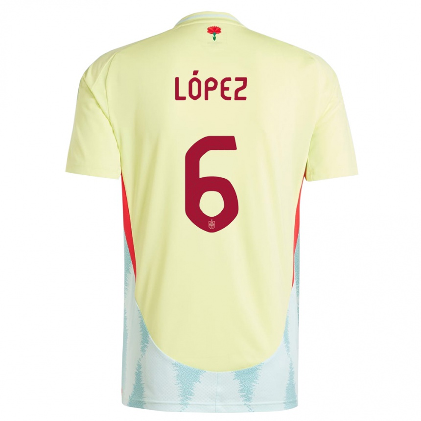 Niño Fútbol Camiseta España Maitane Lopez #6 Amarillo 2ª Equipación 24-26 Argentina