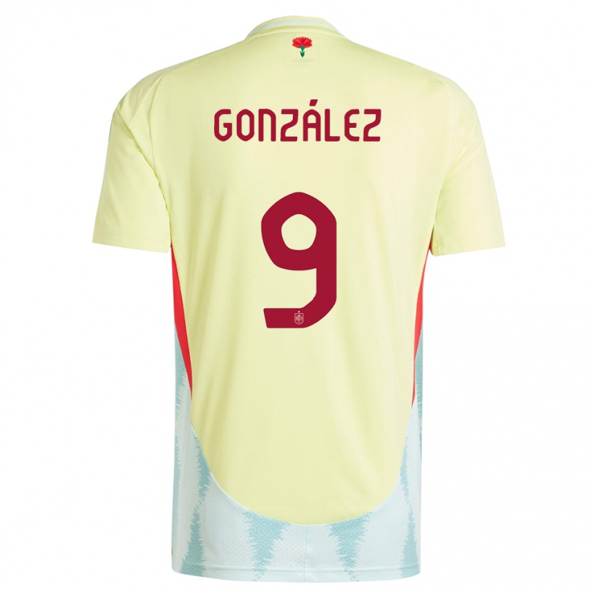 Niño Fútbol Camiseta España Esther Gonzalez #9 Amarillo 2ª Equipación 24-26 Argentina