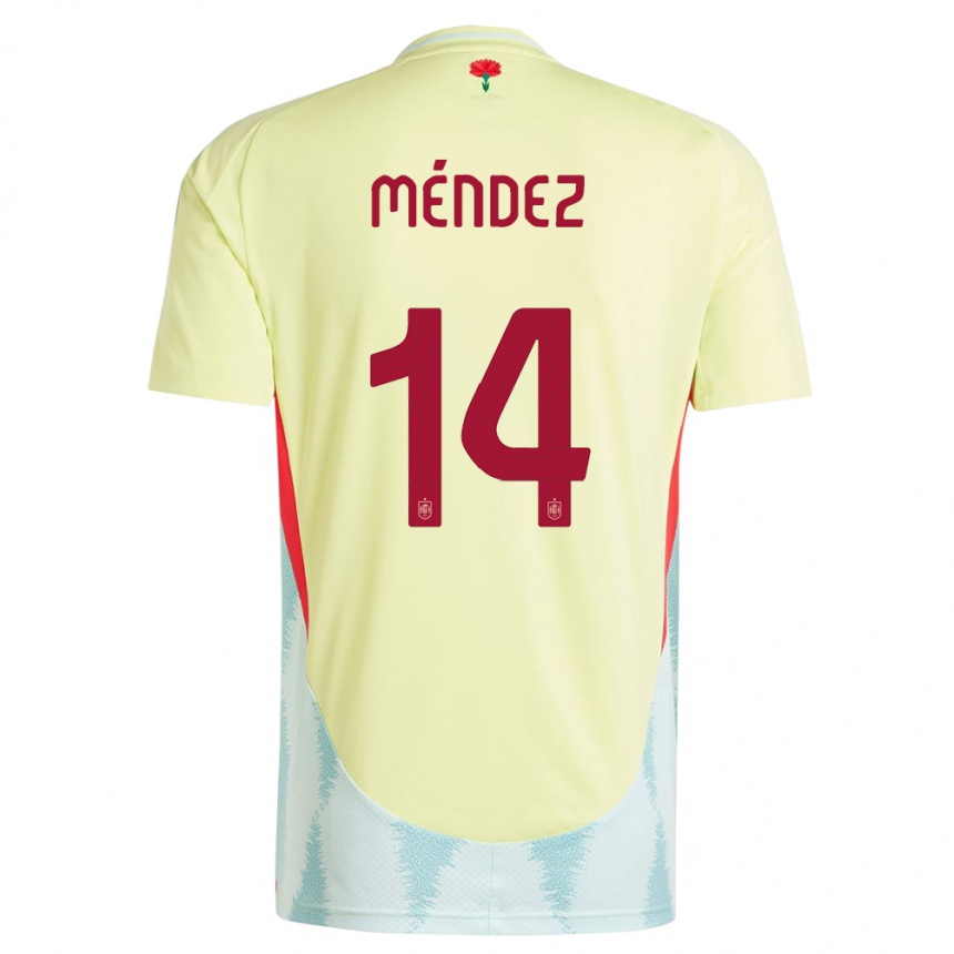 Niño Fútbol Camiseta España Maria Mendez #14 Amarillo 2ª Equipación 24-26 Argentina