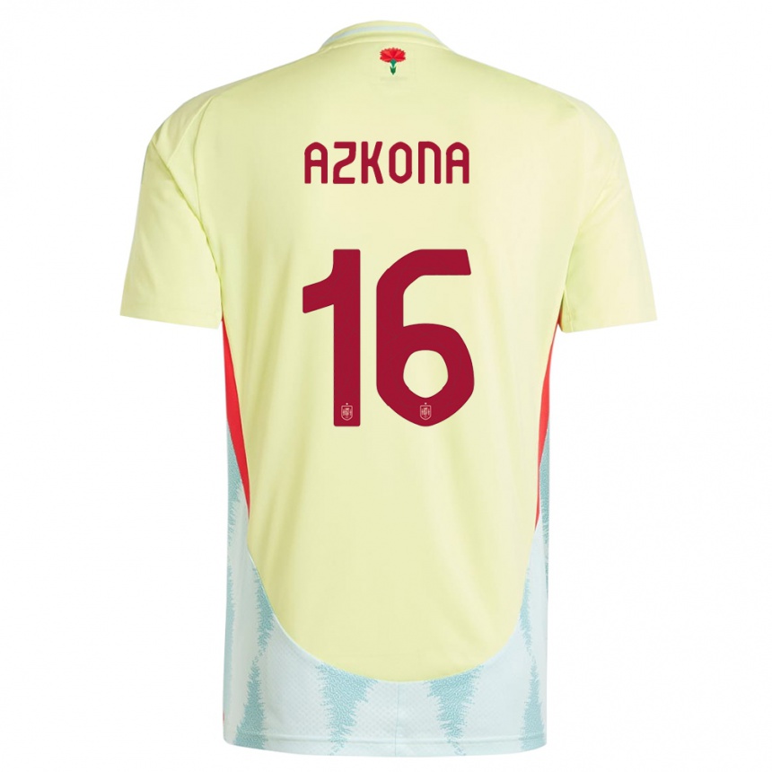 Niño Fútbol Camiseta España Ane Azkona #16 Amarillo 2ª Equipación 24-26 Argentina