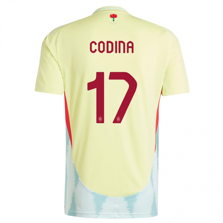 Niño Fútbol Camiseta España Laia Codina #17 Amarillo 2ª Equipación 24-26 Argentina