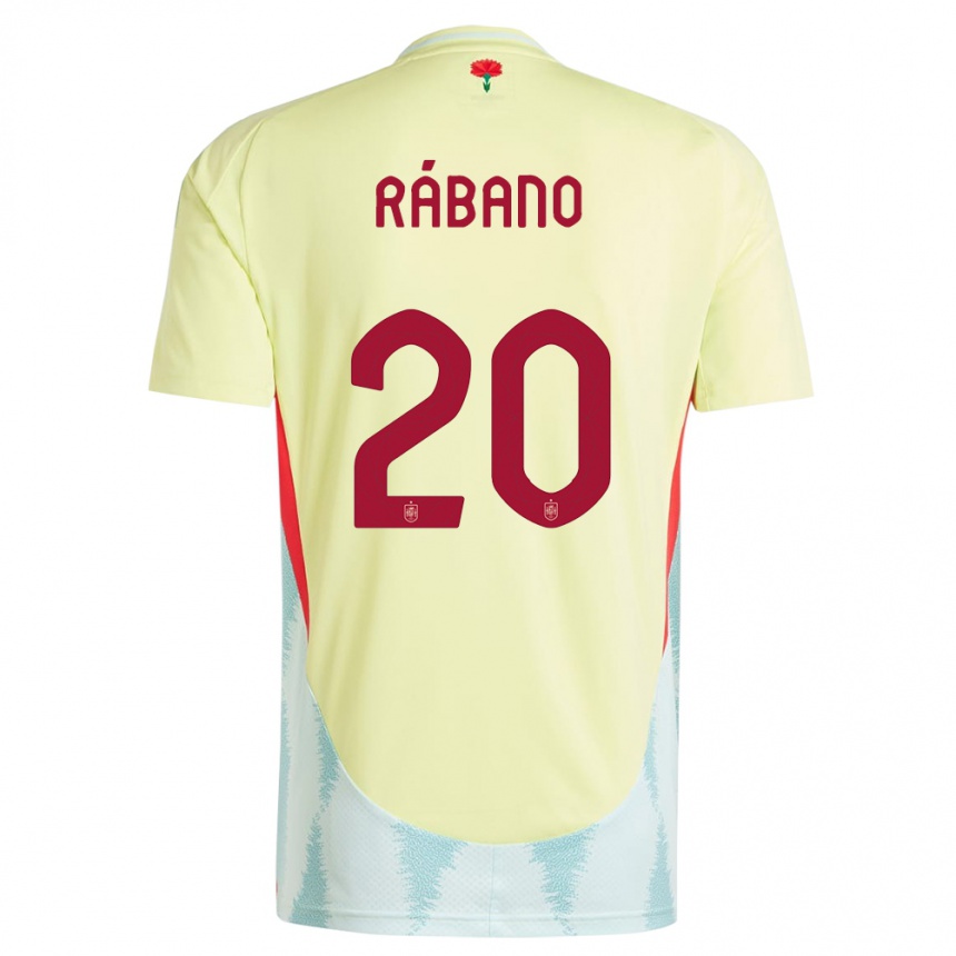 Niño Fútbol Camiseta España Nuria Rabano #20 Amarillo 2ª Equipación 24-26 Argentina