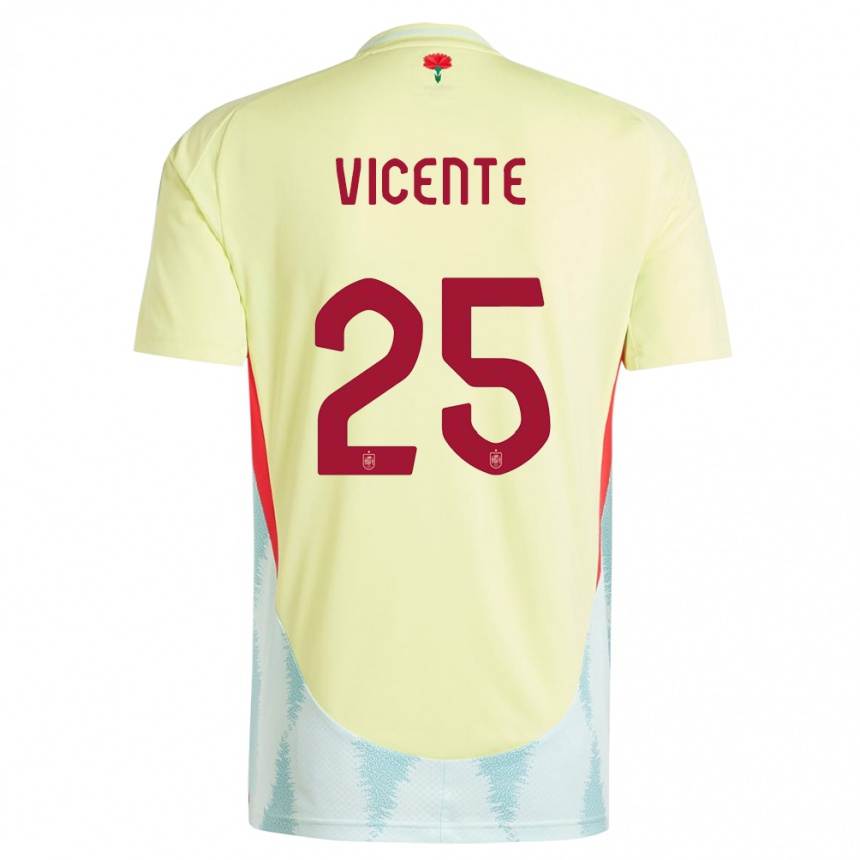 Niño Fútbol Camiseta España Ainhoa Vicente #25 Amarillo 2ª Equipación 24-26 Argentina