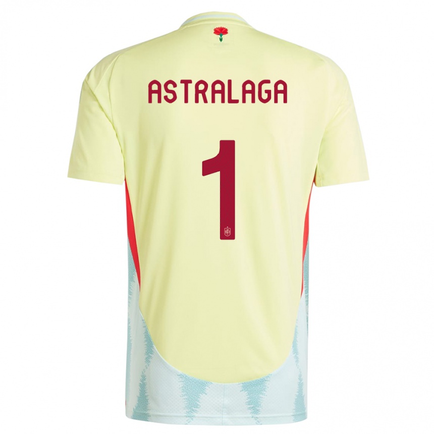 Niño Fútbol Camiseta España Ander Astralaga #1 Amarillo 2ª Equipación 24-26 Argentina