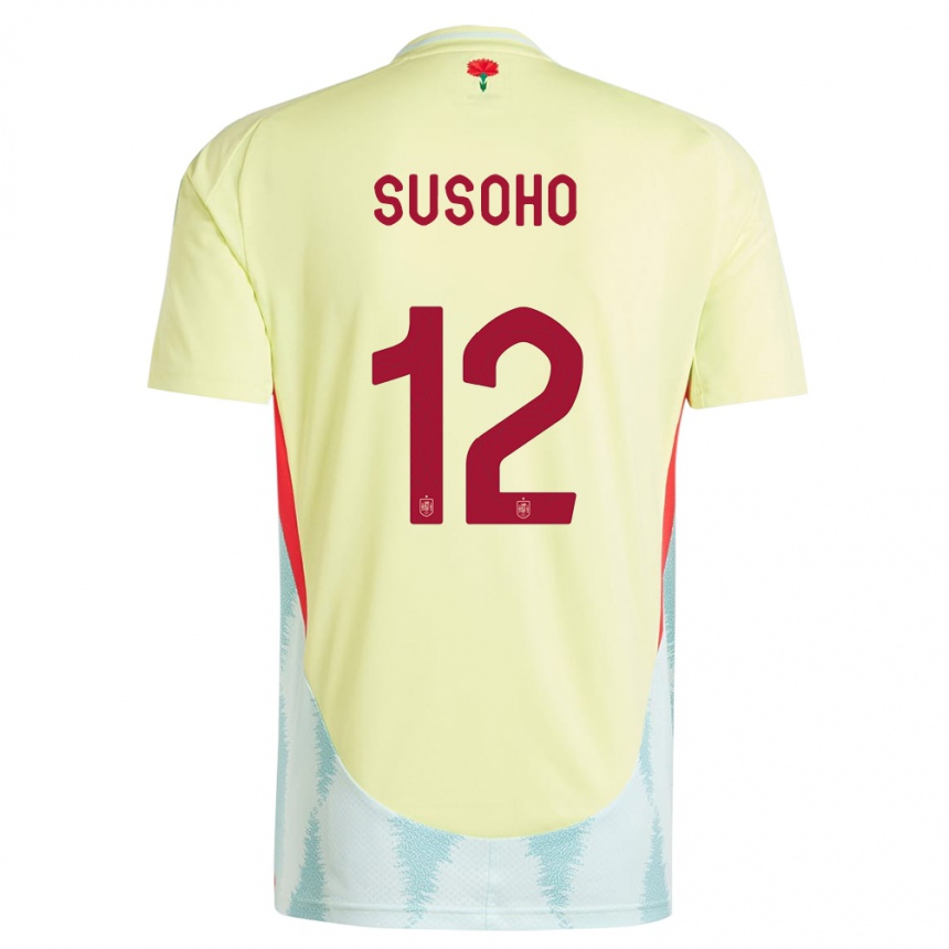 Niño Fútbol Camiseta España Mahamadou Susoho #12 Amarillo 2ª Equipación 24-26 Argentina