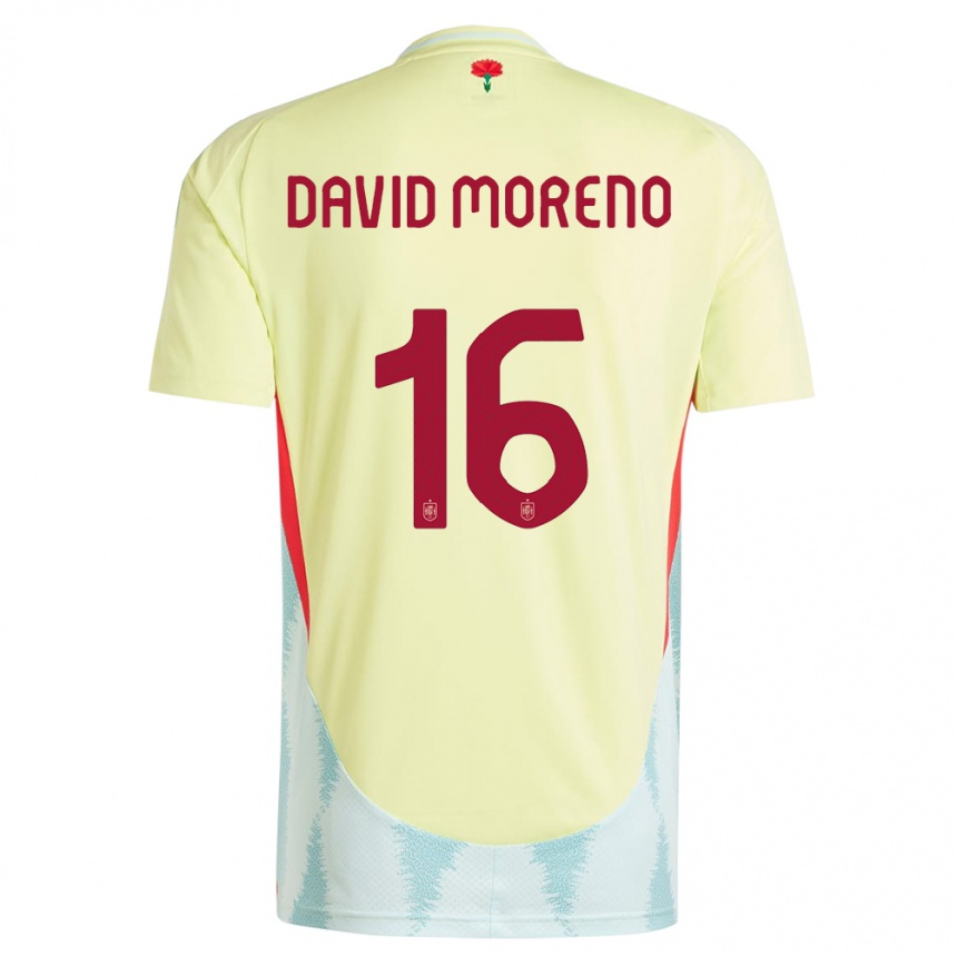 Niño Fútbol Camiseta España Antonio David Moreno #16 Amarillo 2ª Equipación 24-26 Argentina