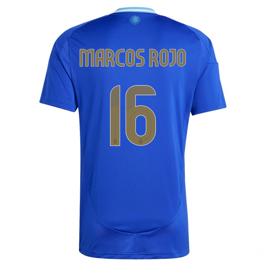 Niño Fútbol Camiseta Argentina Marcos Rojo #16 Azul 2ª Equipación 24-26 Argentina