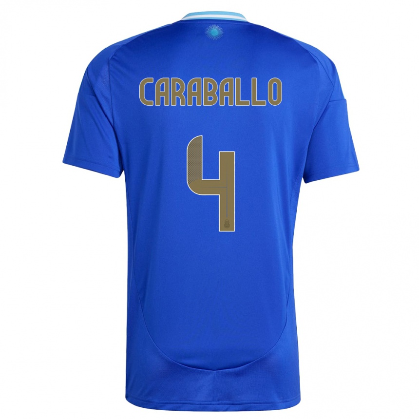 Niño Fútbol Camiseta Argentina Brian Caraballo #4 Azul 2ª Equipación 24-26 Argentina