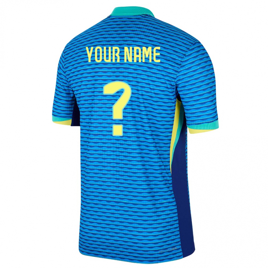 Niño Fútbol Camiseta Brasil Su Nombre #0 Azul 2ª Equipación 24-26 Argentina