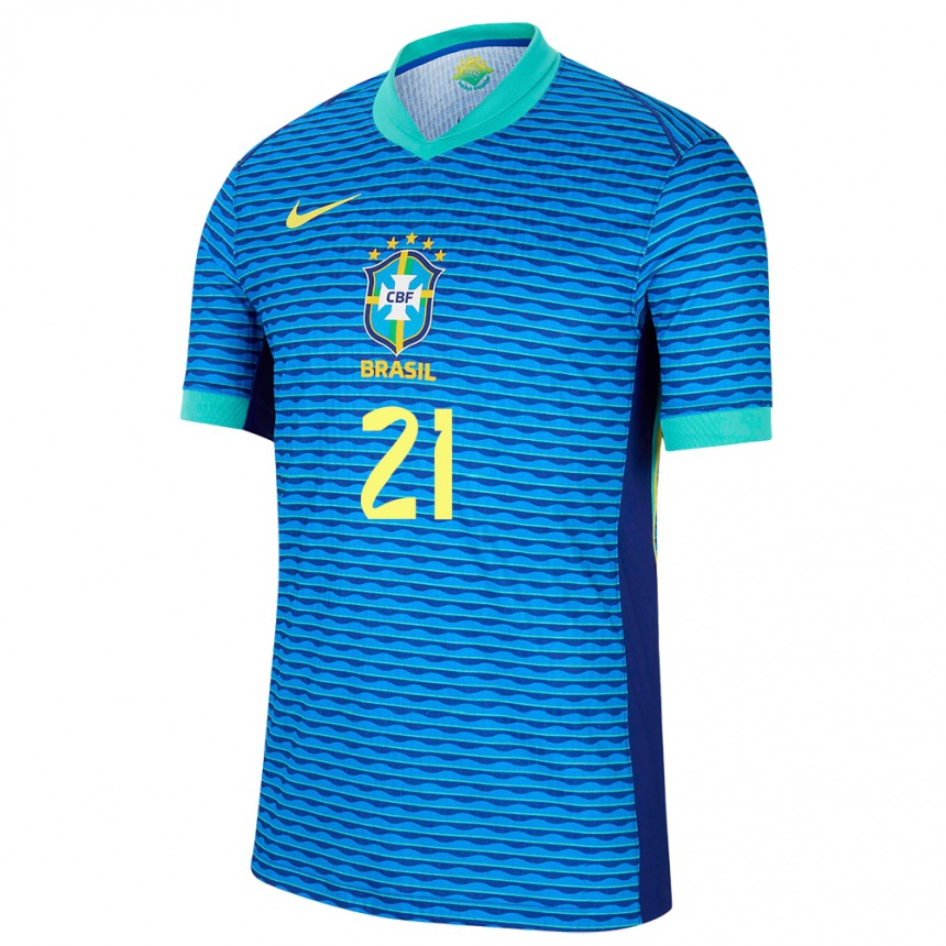 Niño Fútbol Camiseta Brasil Matheus Cunha #21 Azul 2ª Equipación 24-26 Argentina