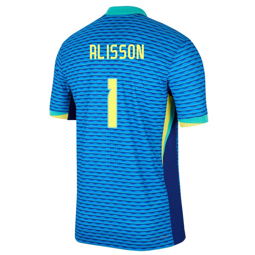 Niño Fútbol Camiseta Brasil Alisson #1 Azul 2ª Equipación 24-26 Argentina