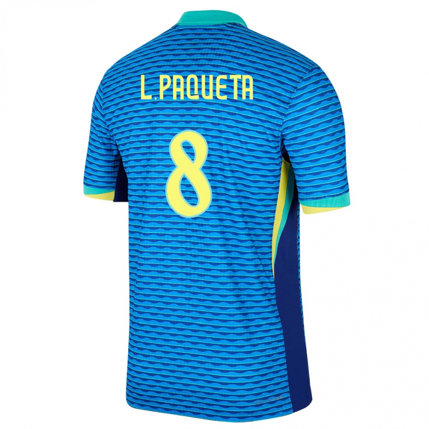 Niño Fútbol Camiseta Brasil Lucas Paqueta #8 Azul 2ª Equipación 24-26 Argentina