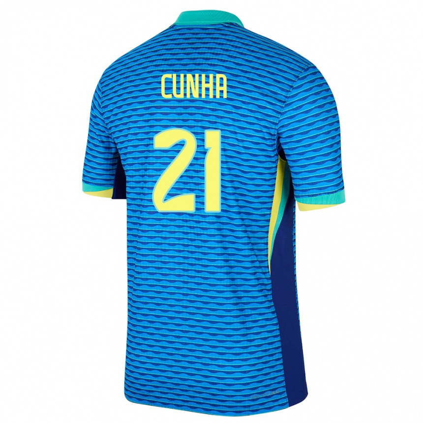 Niño Fútbol Camiseta Brasil Matheus Cunha #21 Azul 2ª Equipación 24-26 Argentina