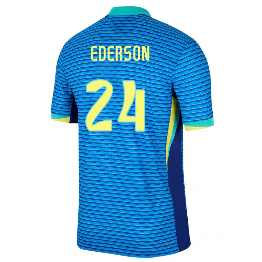 Niño Fútbol Camiseta Brasil Ederson #24 Azul 2ª Equipación 24-26 Argentina