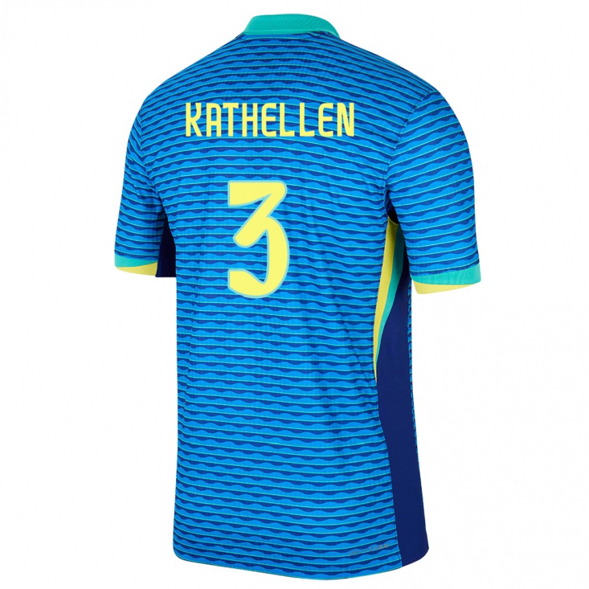 Niño Fútbol Camiseta Brasil Kathellen #3 Azul 2ª Equipación 24-26 Argentina