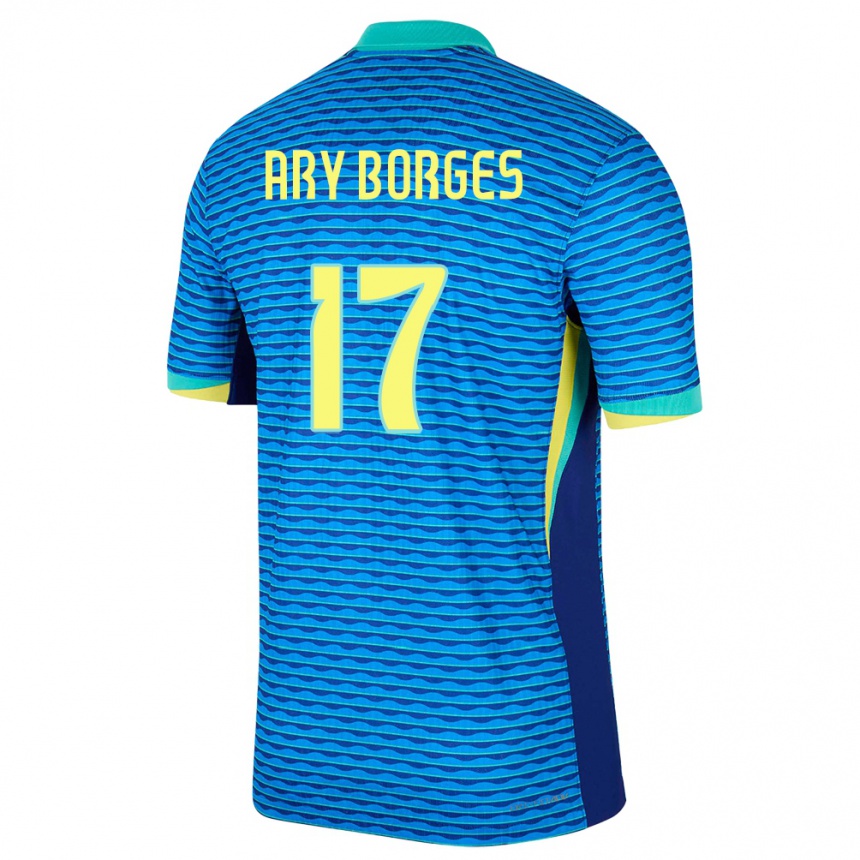 Niño Fútbol Camiseta Brasil Ary Borges #17 Azul 2ª Equipación 24-26 Argentina