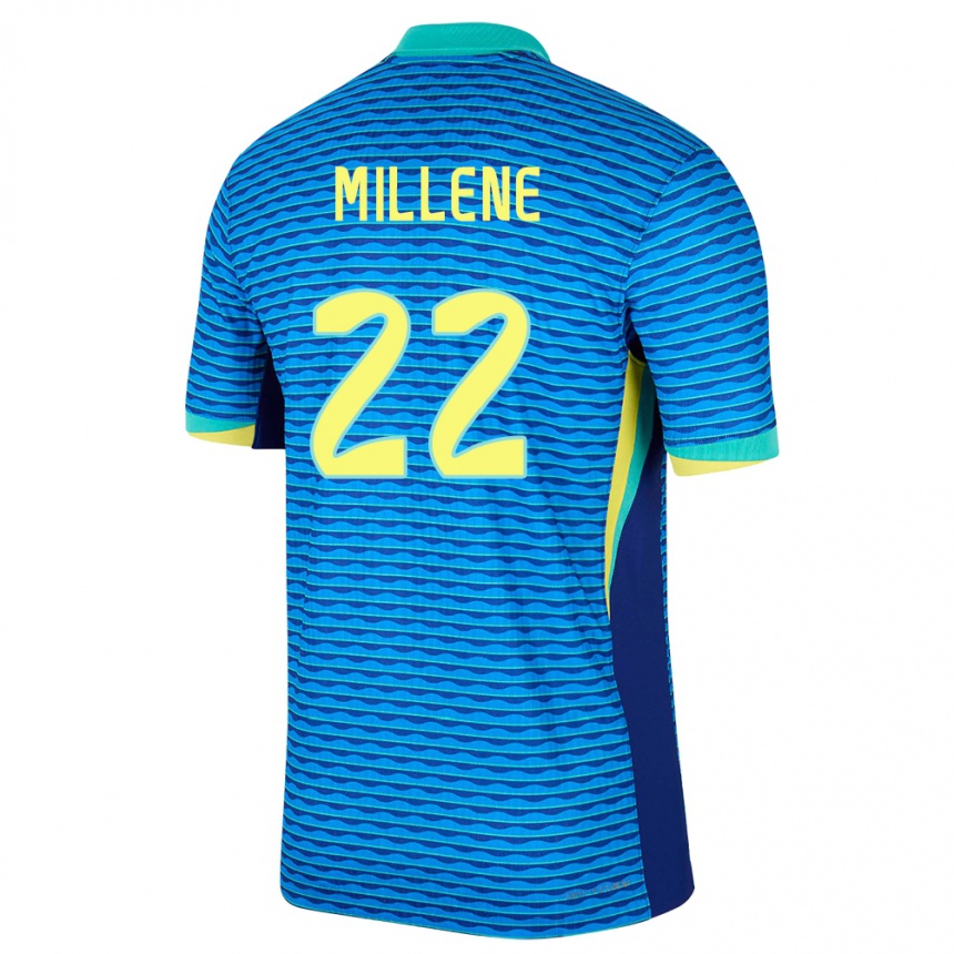 Niño Fútbol Camiseta Brasil Millene #22 Azul 2ª Equipación 24-26 Argentina