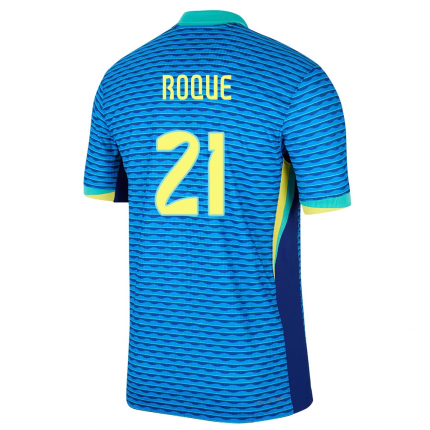 Niño Fútbol Camiseta Brasil Vitor Roque #21 Azul 2ª Equipación 24-26 Argentina